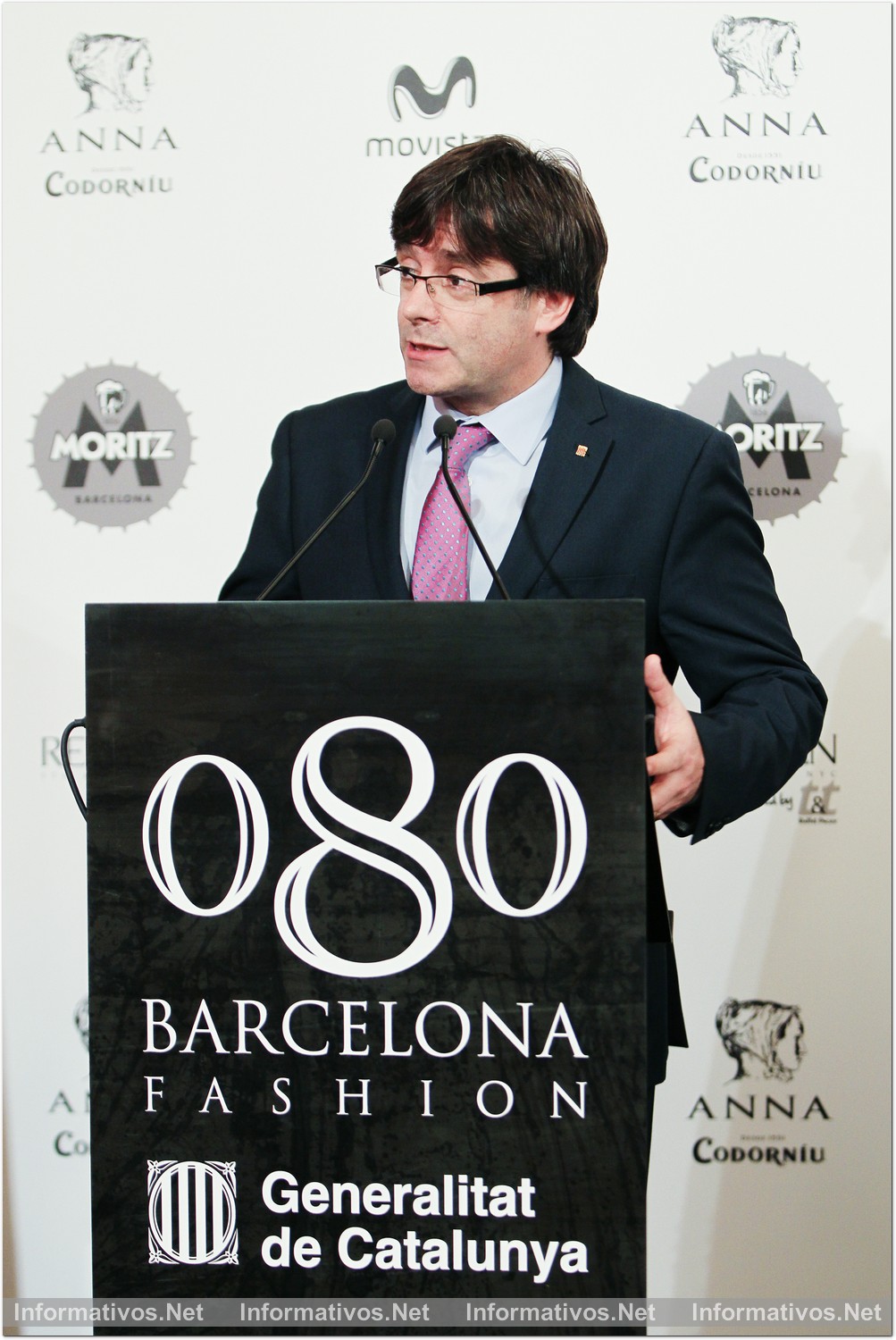 BCN·FEB016.- Barcelona 080 Fashion. Carles Puigdemont, President de la Generalitat Catalana durante su intervención en el acto de inauguración