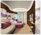 :: Pulse para Ampliar :: NORWEGIAN CRUISE LINE (NCL) desvela los nuevos y revolucionarios camarotes que introducirá en sus nuevos barcos F3, a partir del año 2010
Camarote 'Deluxe' con balcón