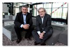 :: Pulse para Ampliar :: Michele Aracri (Dir. Gral. de De Rigo) y Albert Puyol (Presidente de Loewe) durante la I Convención Mundial del Grupo De Rigo celebrada esta semana en Barcelona.