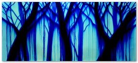 :: Pulse para Ampliar :: Obra de Javier Velasco: Bosque en azul, realizada con azul de metileno.