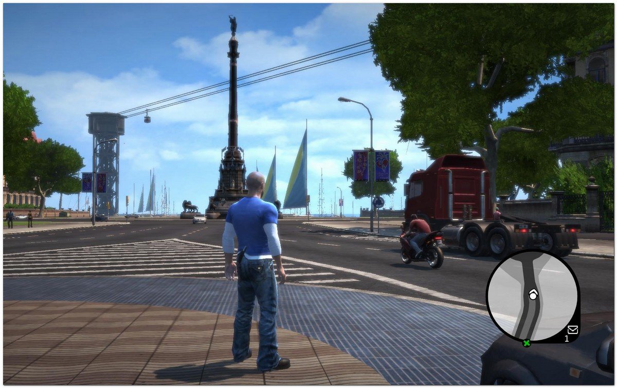 Captura de pantalla de "Wheelman" juego de accin basado en Barcelona