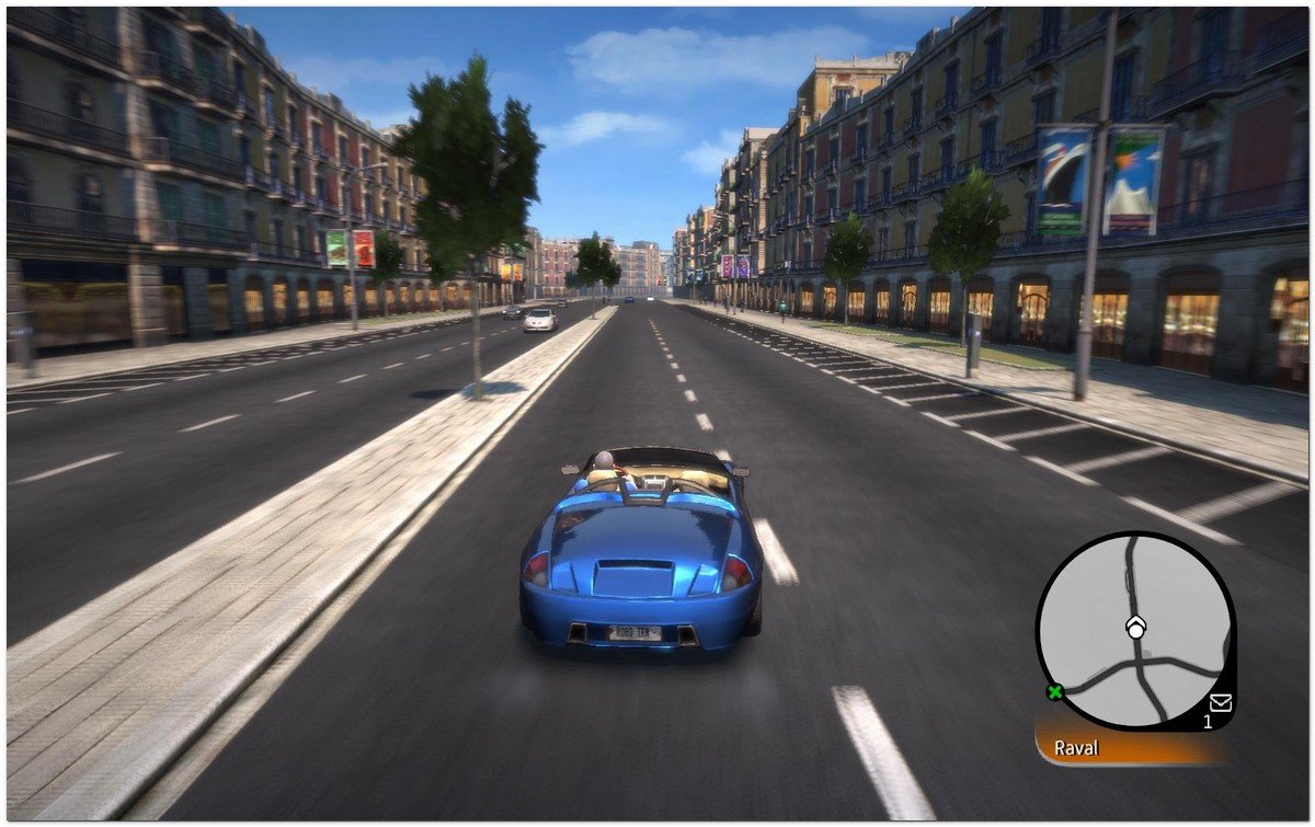 Captura de pantalla de "Wheelman" juego de accin basado en Barcelona