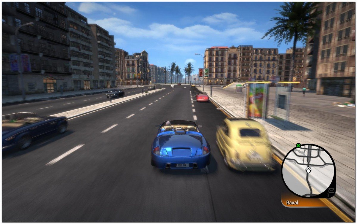 Captura de pantalla de "Wheelman" juego de accin basado en Barcelona