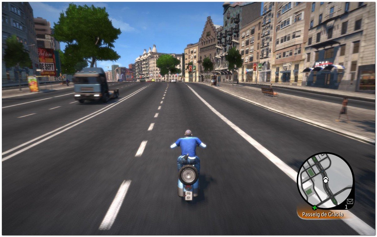 Captura de pantalla de "Wheelman" juego de accin basado en Barcelona