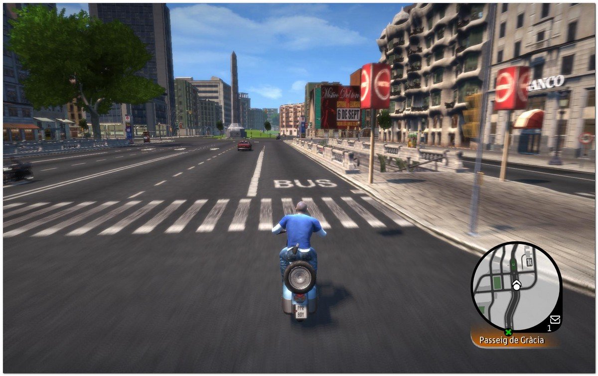 Captura de pantalla de "Wheelman" juego de accin basado en Barcelona