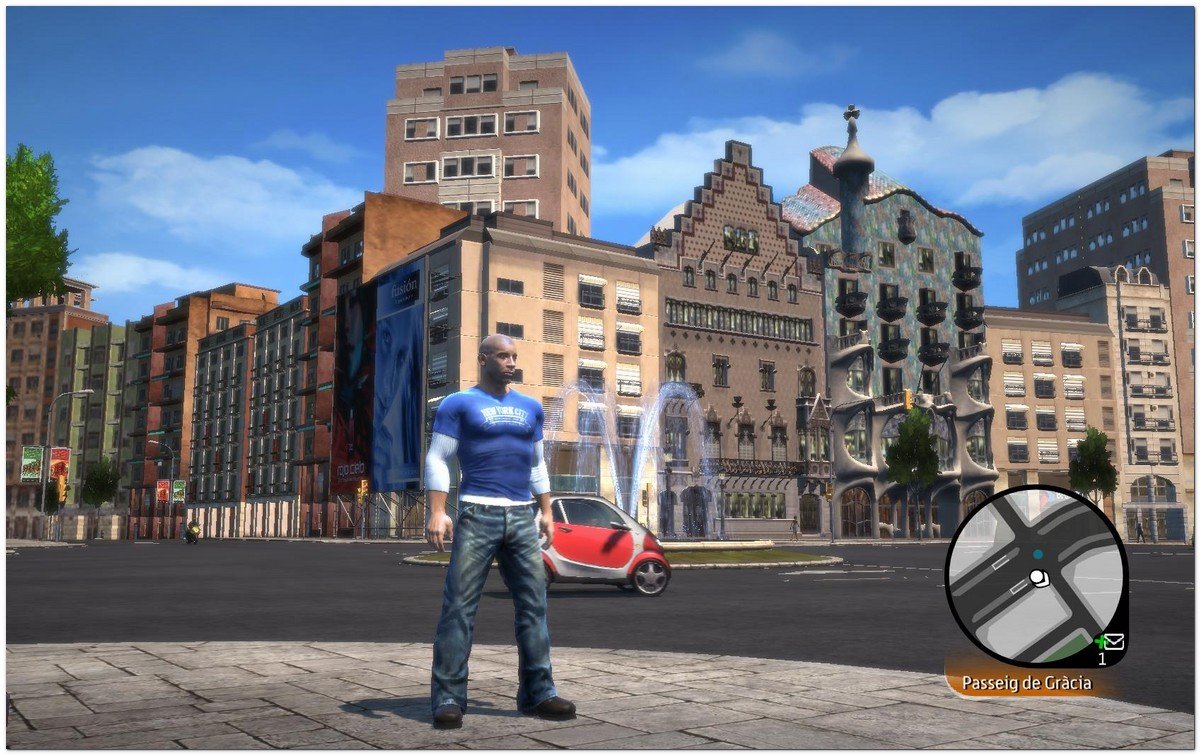 Captura de pantalla de "Wheelman" juego de accin basado en Barcelona