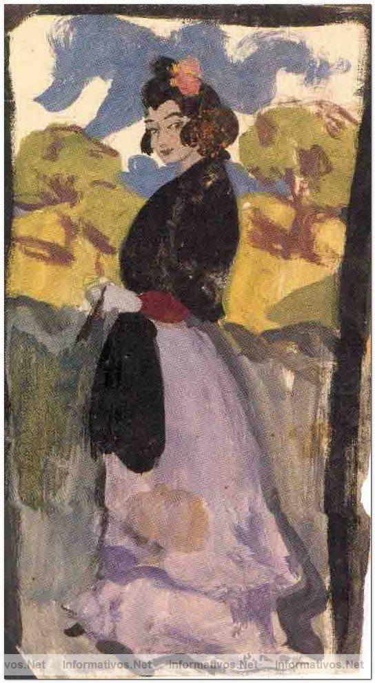 73- CERT. Picasso. 'Retrat d dona' c. 1901, oli s paper, 33,5 x 19,5.