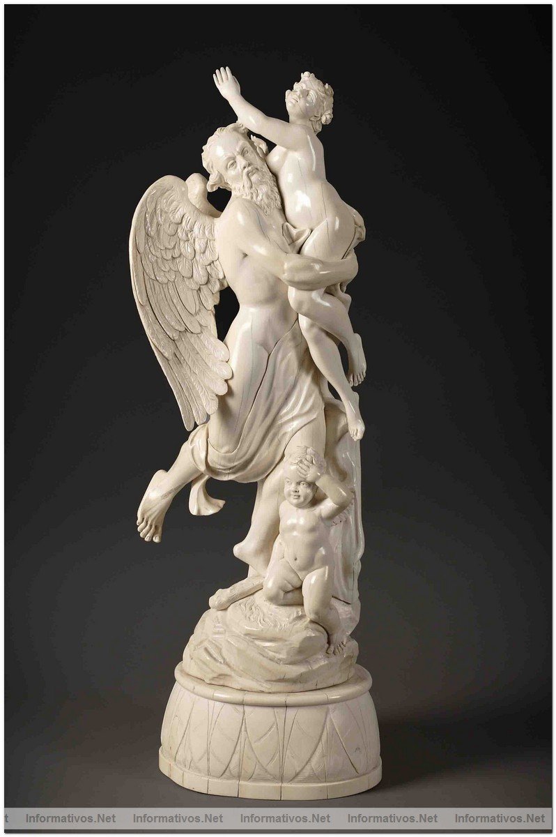 figura de marfil alemn del dios Cronos de principios del XIX de 73 cm