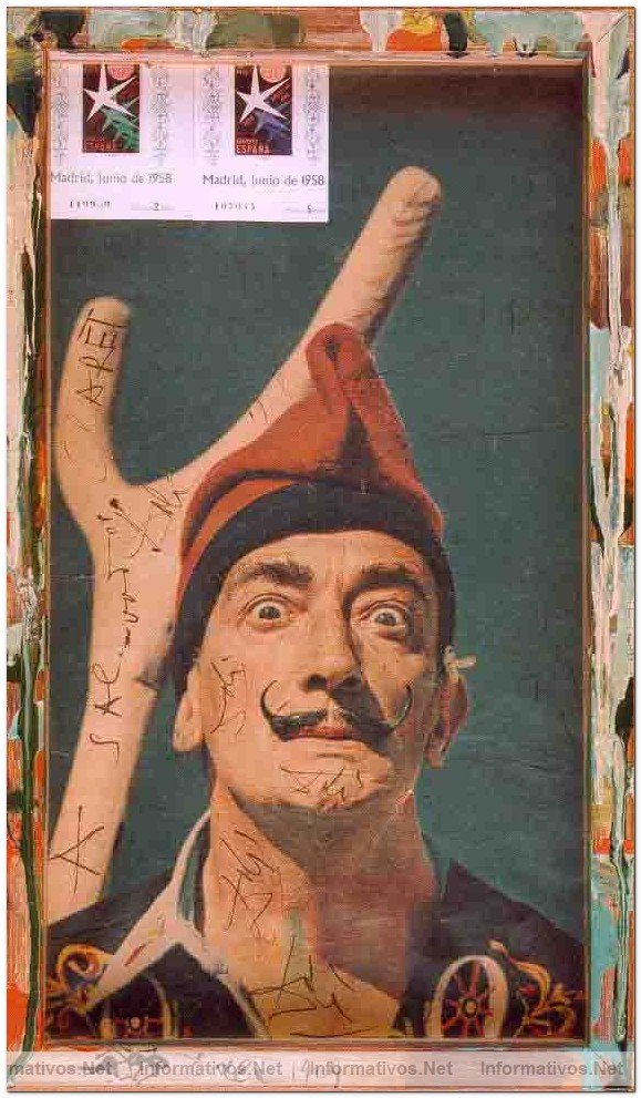 Dali. GERT. Foto iluminada. Mixta y collage sobre madera.  35x19 cm.