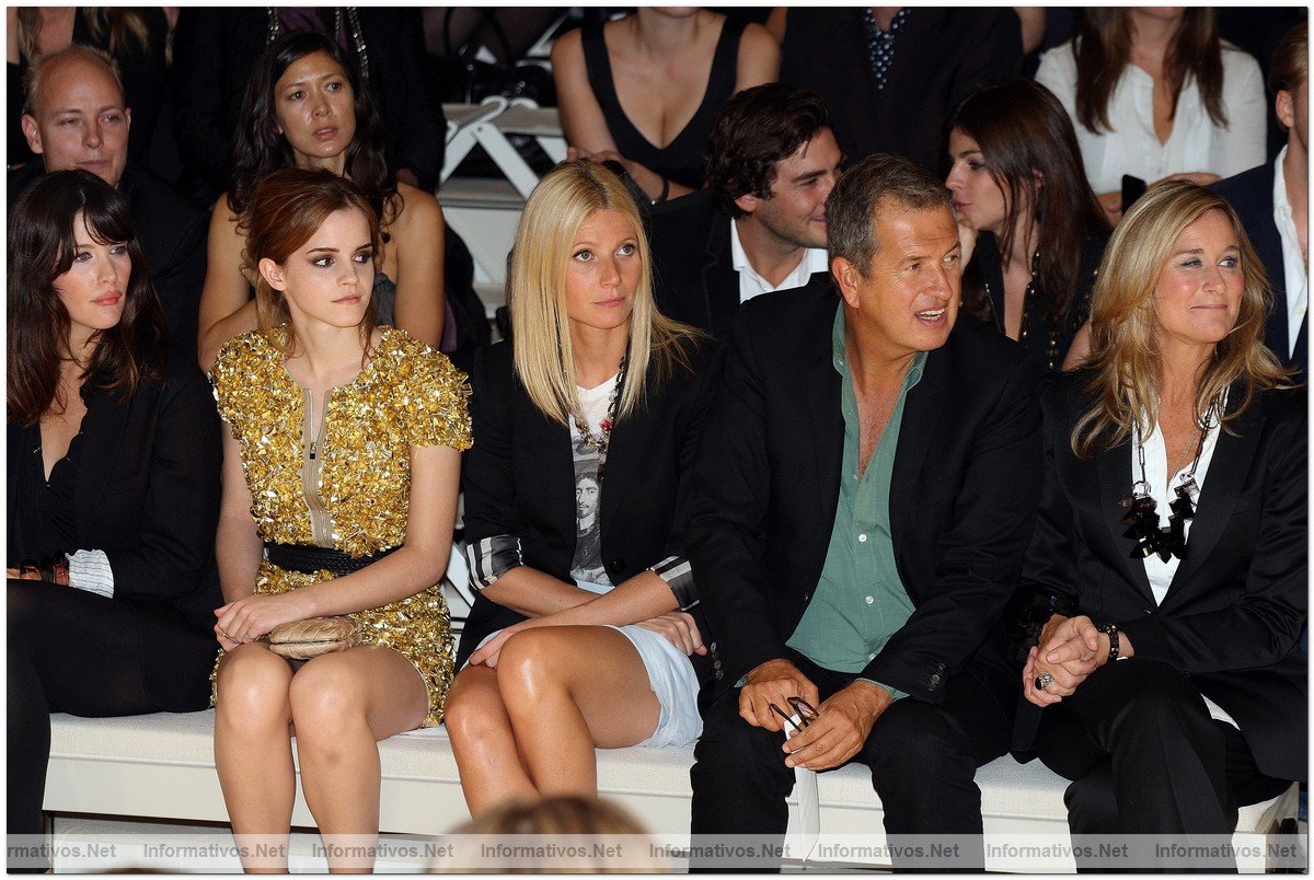 Liv Tyler, Emma Watson and Gwyneth Paltrow dressed in Burberry with Mario Testino watch from the front row at the Burberry Prorsum Spring/Summer 2010 Show