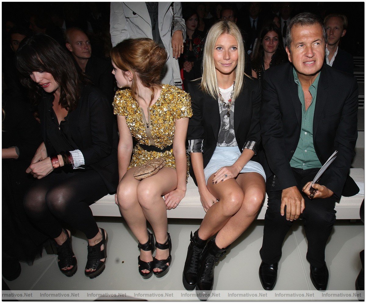 Liv Tyler, Emma Watson, Gwyneth Paltrow dressed in Burberry with Mario Testino watch from the front row at the Burberry Prorsum Spring/Summer 2010 Show