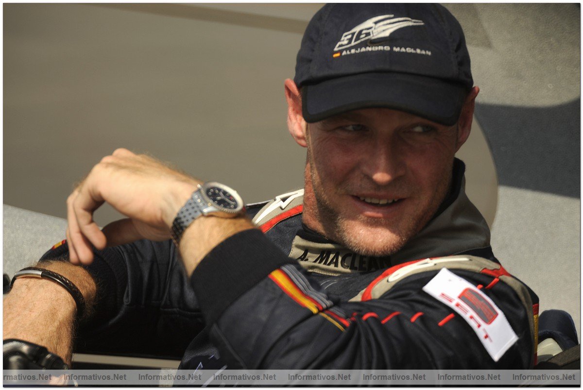 Spanish pilot Alejandro Maclean sits in his plane at the Race Airport ahead of the fifth round of the 2009 Red Bull Air Race World Championship  in Porto, Portugal