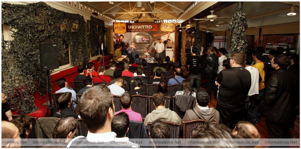 Justin Richmond y Arne Meyer, de Naughty Dog, en la presentacin de  "Uncharted 2: El Reino de los Ladrones" en Madrid