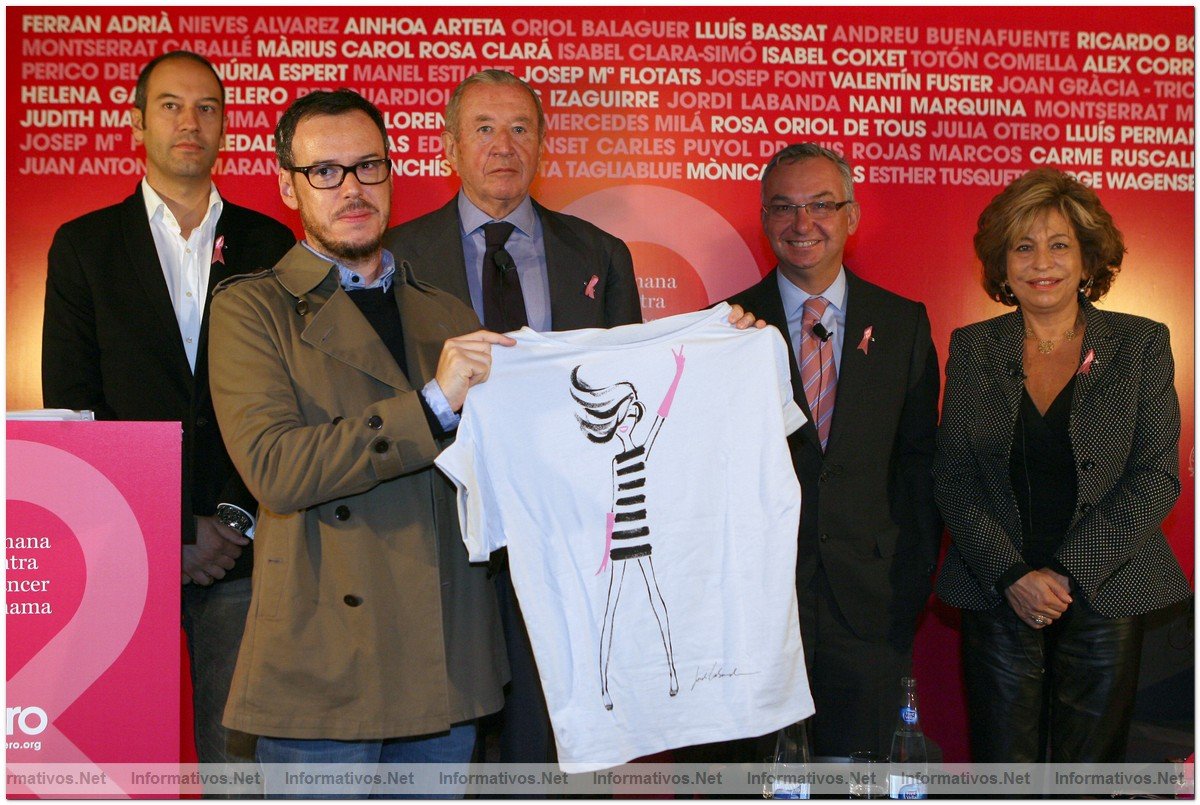 BCN, 19OCT09.- Semana Internacional de la Lucha contra el Cncer de Mama en Barcelona (por FERO)
Nicols Oliv, socio consejero de Mango; el diseador Jordi Labanda; Leopoldo Rods, presidente de FERO; el Dr. Jos Baselga; y Magda Oranich