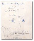 :: Pulse para Ampliar :: XVIII Salón de Arte y Antigüedades de las  Drassanes Reials de Barcelona. Pablo Picasso (Málaga 1881-Mogins 1973) | Dedicatoria pour Mr.Arquiste | Rotulador sobre papel 27 x 25 cm