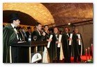 :: Pulse para Ampliar :: Ceremonia de Investidura Tardoral de la Confraria del Cava Sant Sadurní 2009. Los Cofrades de Mérito: Josep Vilaseca, Francesc Orriols, Carme Elias, Jordi Labanda y Ricard Pagès