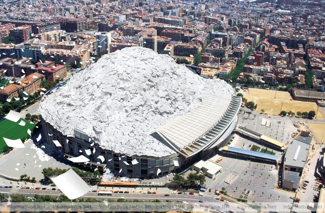 En 2008 se utilizaron en las oficinas y los hogares de Europa Occidental 779.000 millones de hojas de papel, una cantidad suficiente para llenar cinco veces el Estadio de  Wembley o tres veces el Camp Nou de Barcelona