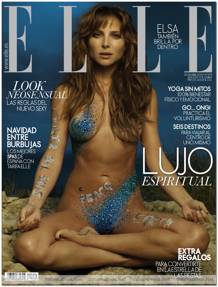 ELLE y Swarovski se han unido por tercera vez consecutiva para crear el desnudo de portada ms impactante del ao. Elsa Pataky posa cubierta por 10.000 cristales haciendo yoga en una imagen que simboliza su nuevo estilo de vida en un nmero dedicado al lujo espiritual.