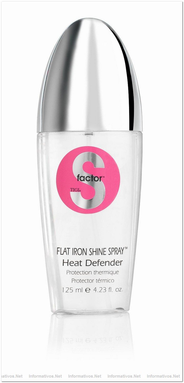 "S-Factor Heat Defender Flat Iron Shine Spray" de TIGI, un protector trmico capaz de proteger el cabello de las largas sesiones de alisado con plancha