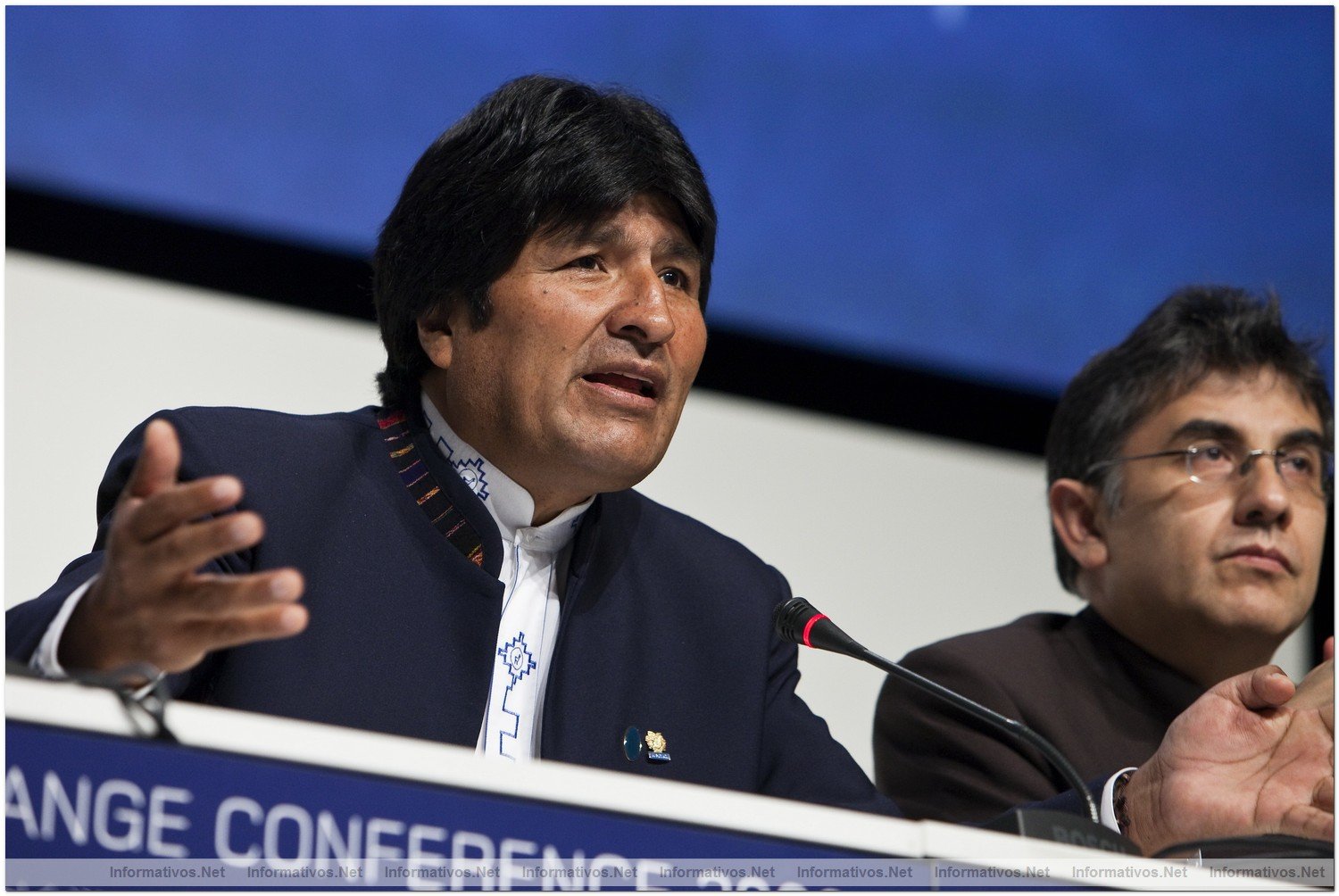 Juan Evo Morales Ayma, President of Bolivia, UN Climate Change Conference 2009 (COP15), Copenhagen, Denmark. December 16, 2009.