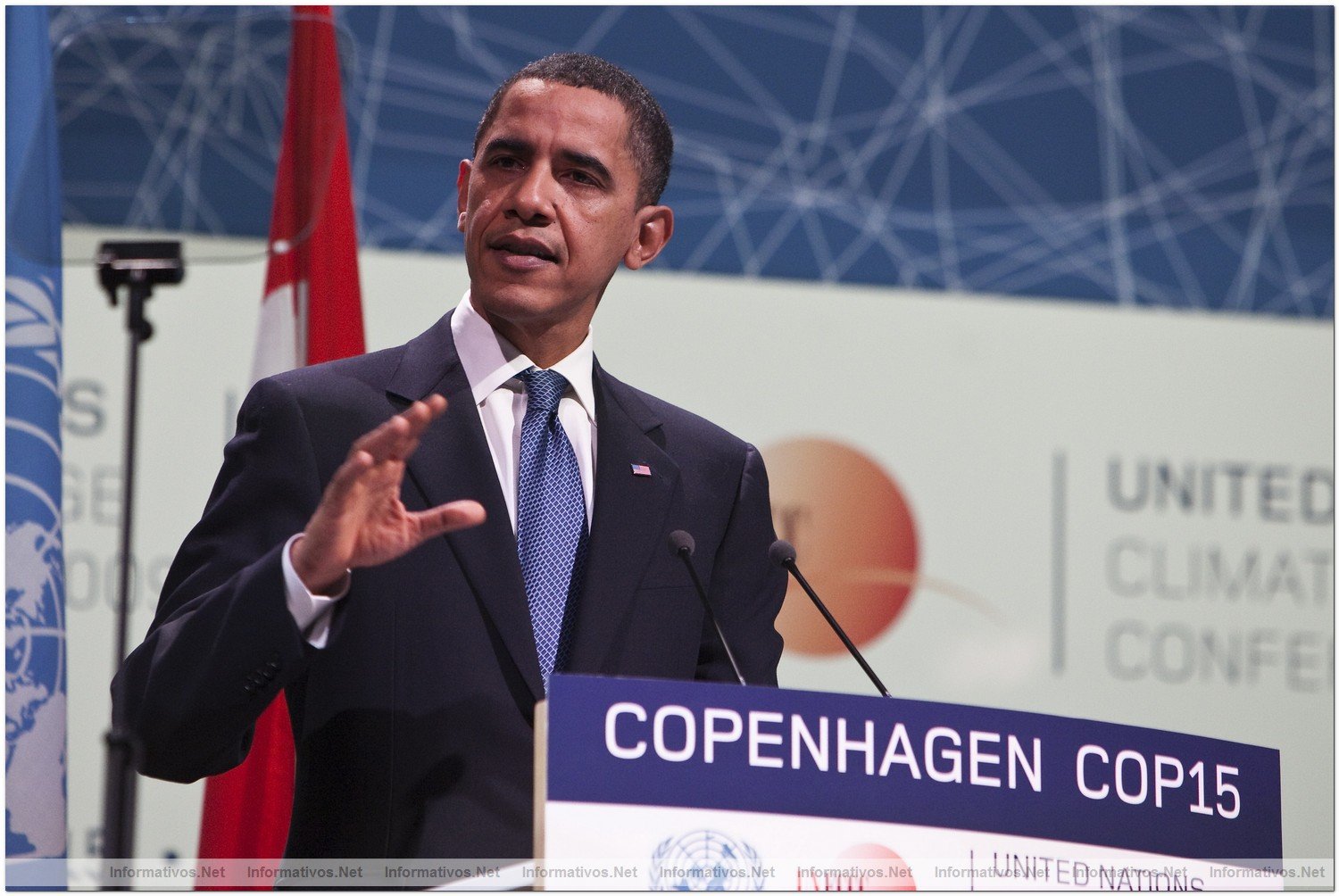 President of the United States of America, Barack Obama. UN Climate Change Conference 2009 (COP15), Copenhagen, Denmark. December 18, 2009.