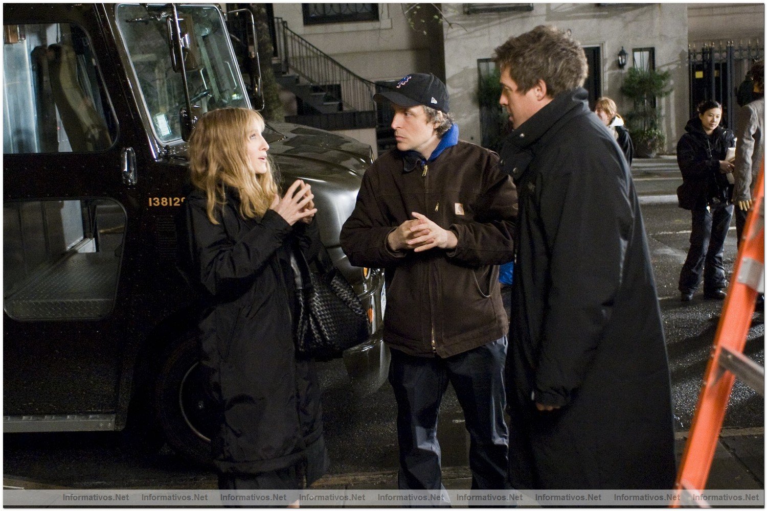 Sarah Jessica Parker, Director Marc Lawrence and Hugh Grant on the set of Columbia Pictures' comedy "Did You Hear About The Morgans?"