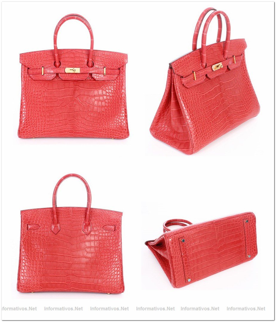 Birkin de Hermes, de piel de cocodrilo calidad porosus y color coral