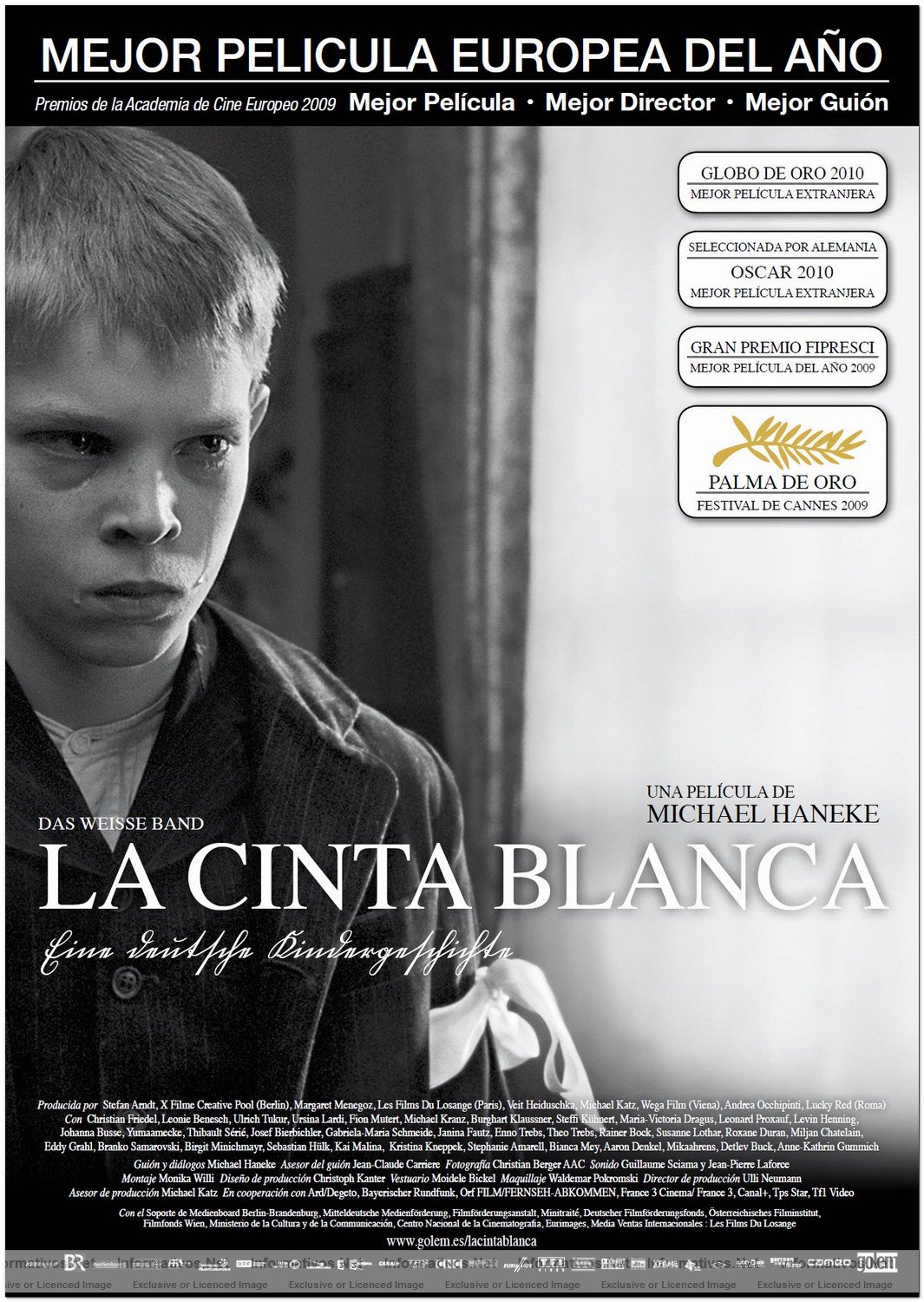 Cartel de  La Cinta Blanca; seleccionada entre las 9 candidatas al Oscar.