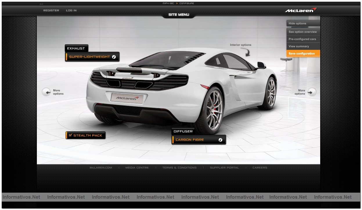 McLaren presenta su configurador online para el MP4-12C, disponible en www.mclarenautomotive.com