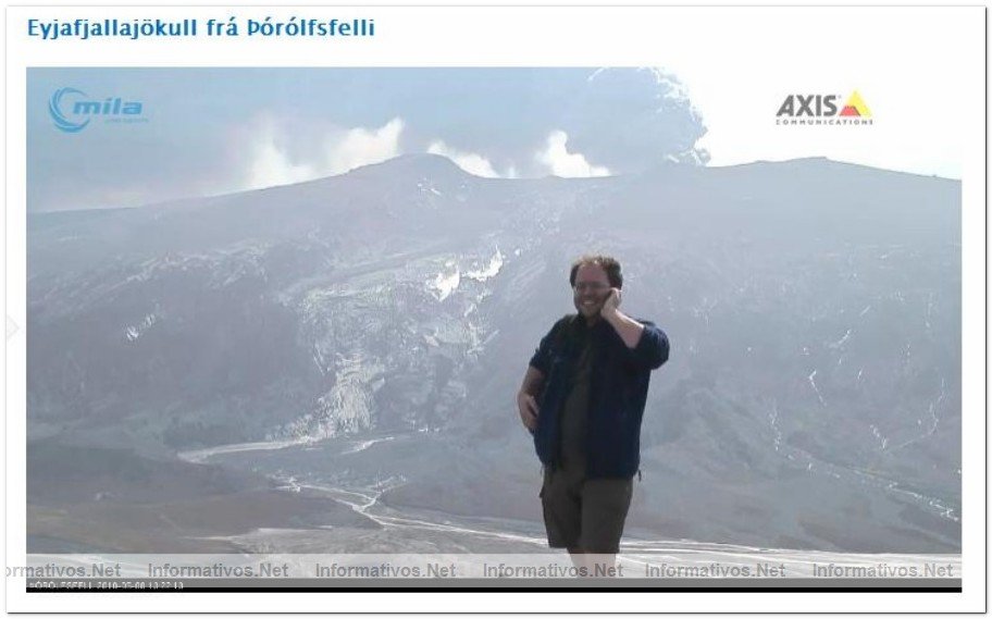 Un turista annimo 'posa' delante del volcn Eyjafjallajkull