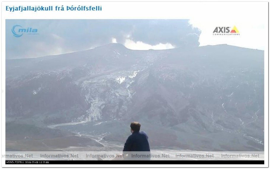 Un turista annimo 'posa' delante del volcn Eyjafjallajkull