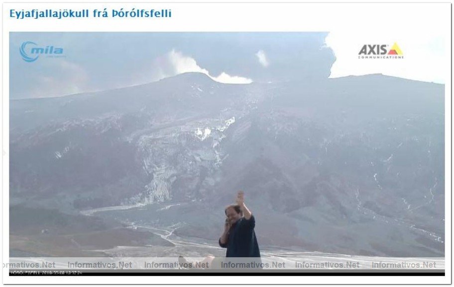 Un turista annimo 'posa' delante del volcn Eyjafjallajkull