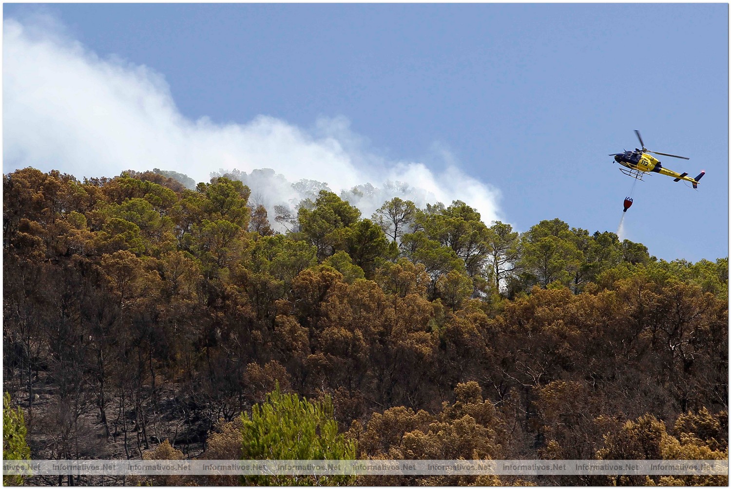 23 Agosto 2010.- Foto del incendio en Cala Benirras, Ibiza, donde han ardido 150 hectáreas.