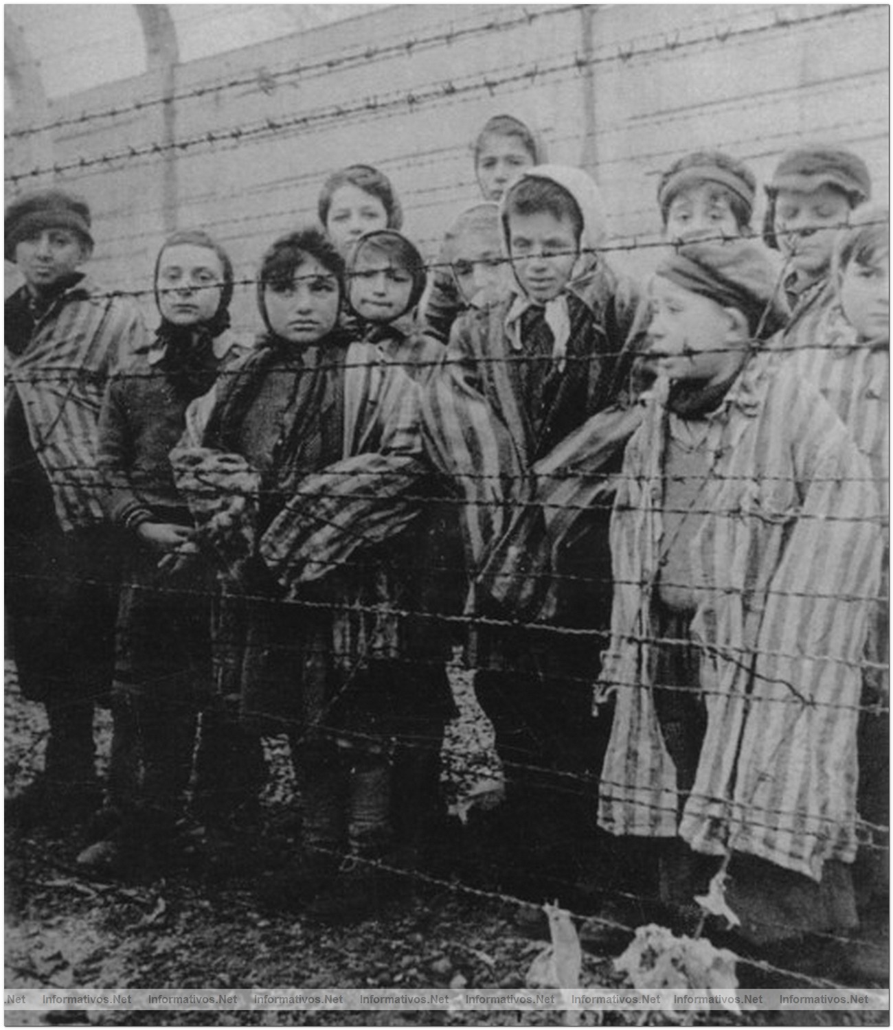 Ni�os supervivientes del campo de exterminio de Auschwitz, tras su liberaci�n por el Ej�rcito Rojo en enero de 1945. Mo murieron pues al parecer algunos eran gemelos y todos estaban destinados a experimentos.