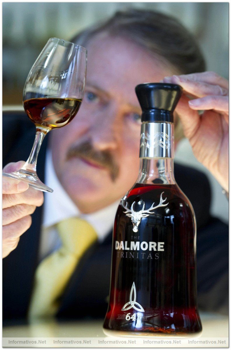 Richard Paterson, The Dalmores master distiller pictured with his creation, the record breaking Dalmore 64 Trinitas