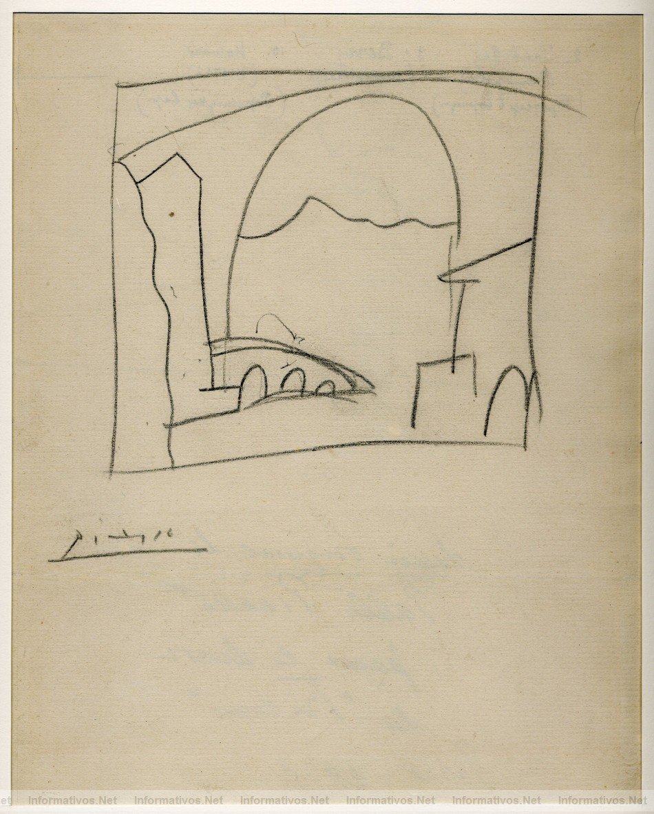 "tude pour le dcor du Tricorne  Ballets momtr par Diaghilev". 1919. Pablo Picasso. Cerificada por Maya Widmaier Picasso, la hija del genial artista.