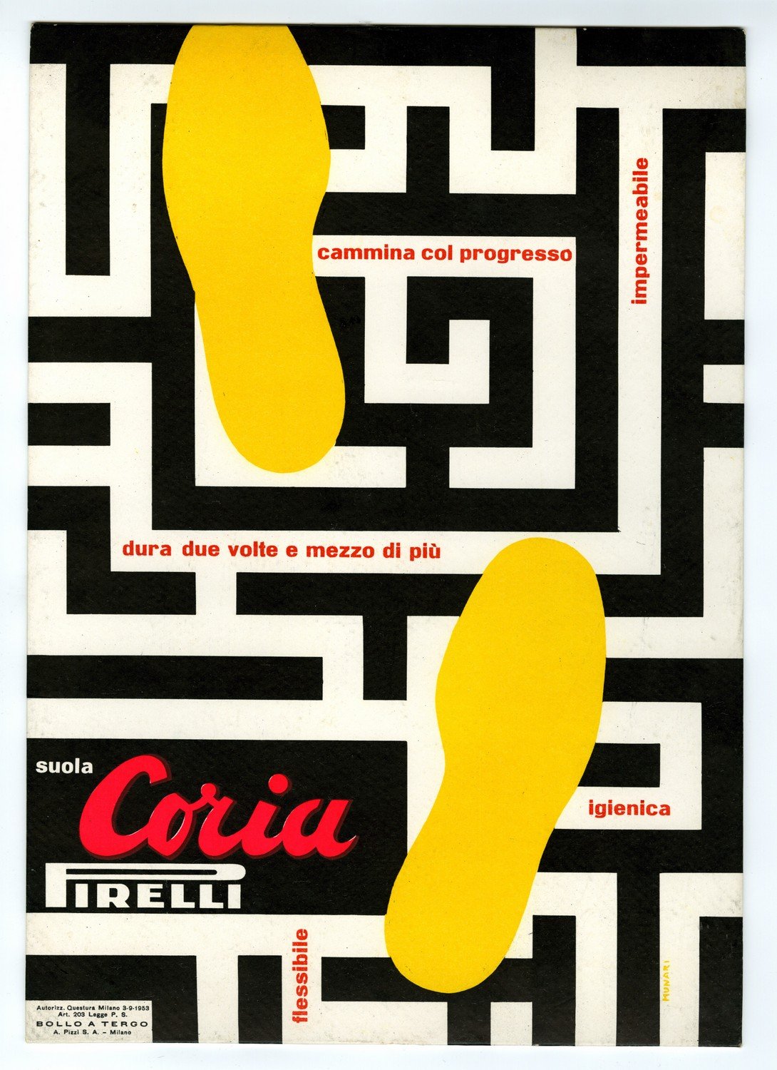 Bruno Munari, pubblicit per suole Coria, 1953 - Bruno Munari, advertisment for the Coria sole, 1953