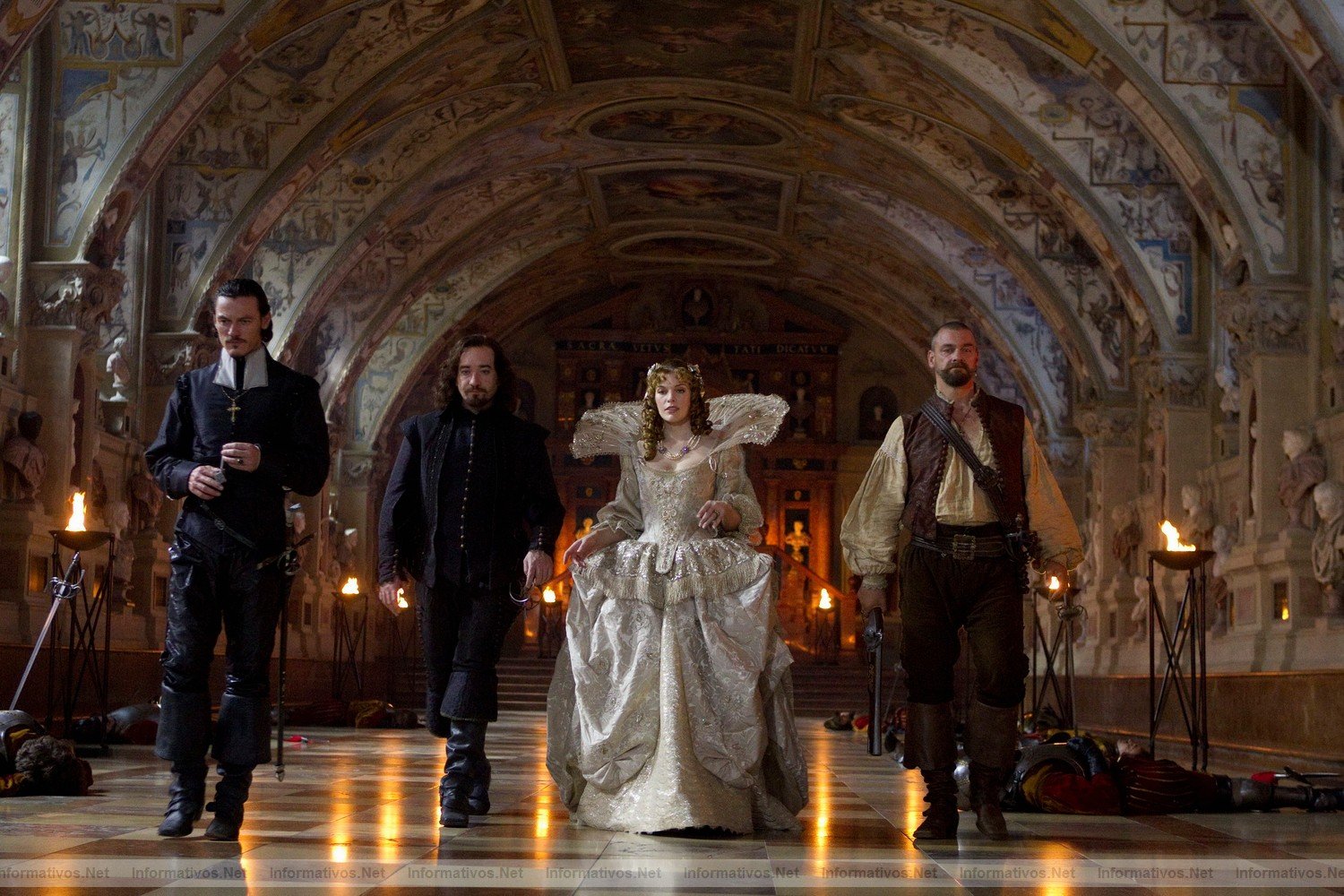 Los tres mosqueteros: estreno en España el 30 de Septiembre. (L-R) LUKE EVANS, MATTHEW MACFADYEN, MILLA JOVOVICH AND RAY STEVENSON star in THE THREE MUSKETEERS 3D. 