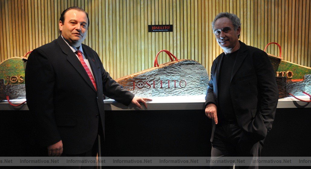 José Gómez, director  general de Joselito, junto a Ferrán Adriá, padrino del evento de presentación de la colección Joselito Premium FSC: edición limitada a 50 unidades