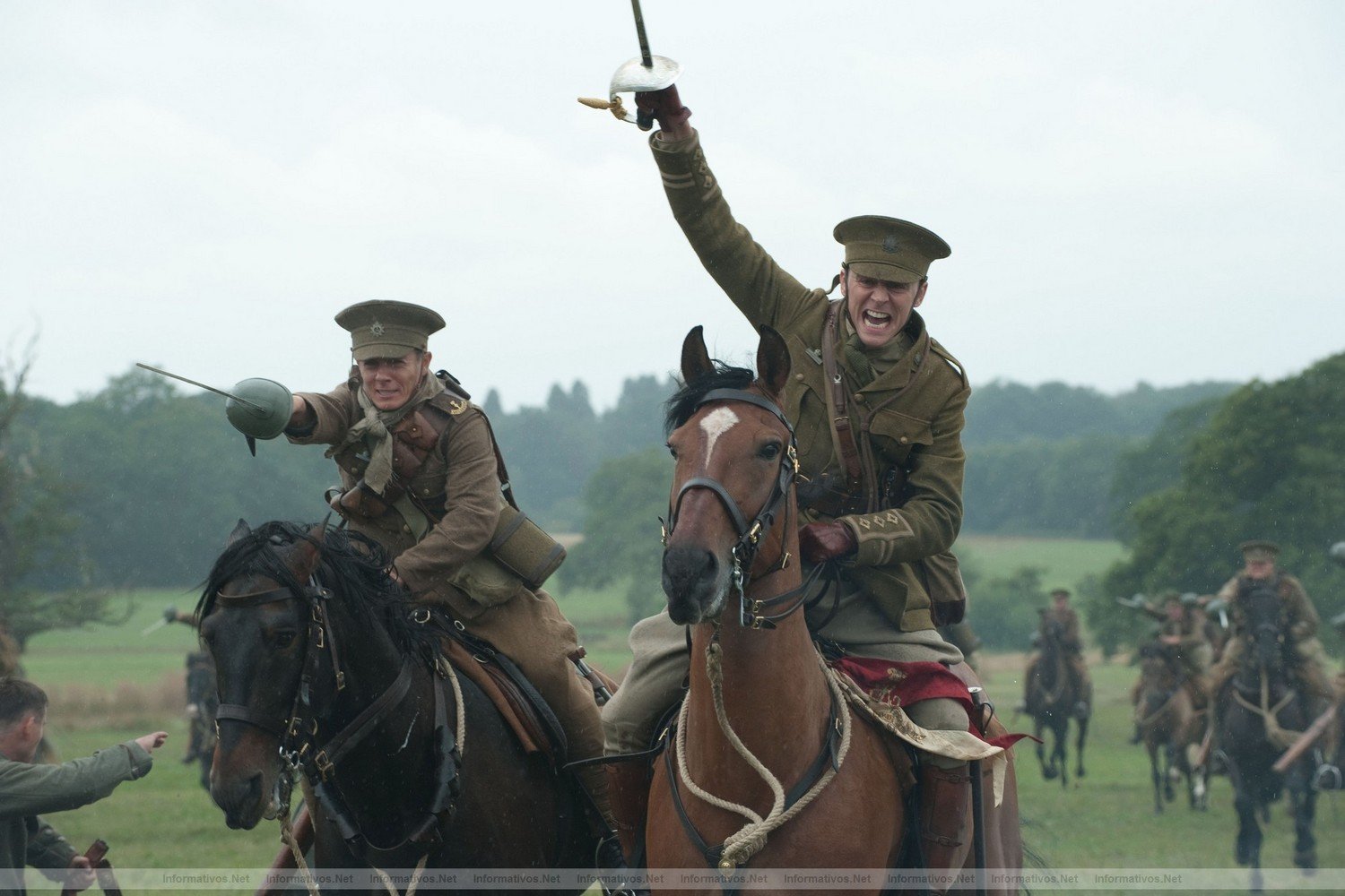 Captain Nicholls (Tom Hiddleston, right) rides Joey into battle in this scene from DreamWorks Pictures' "War Horse", director Steven Spielberg's epic adventure set against a sweeping canvas of rural England and Europe during the First World War.