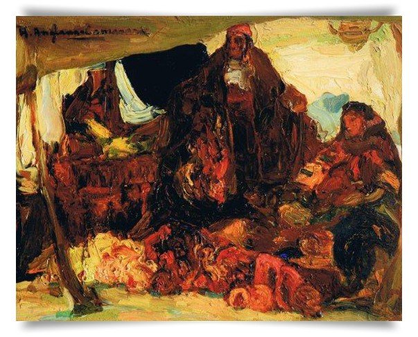 Óleo fechado en París en 1904 del pintor barcelonés post-modernista Anglada Camarasa. Galería Roger Viñuela.