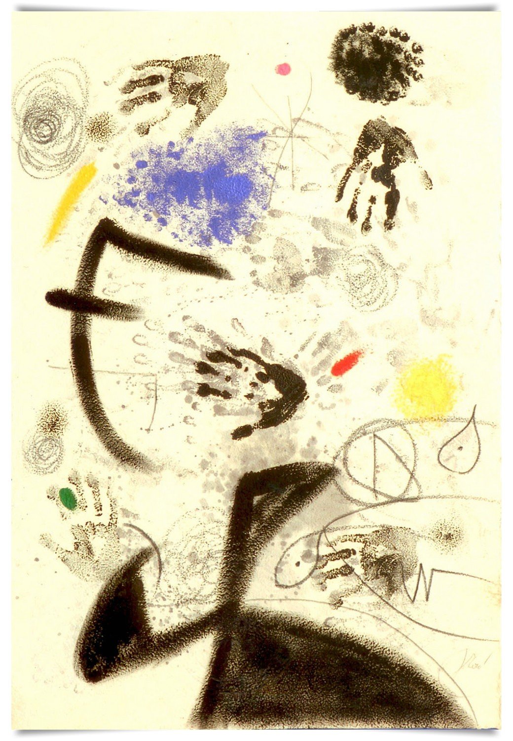 Joan Miró: “Femme oiseaux etoile”. (1977). Técnica Mixta sobre cartulina.  Mayoral Galeria d’Ar