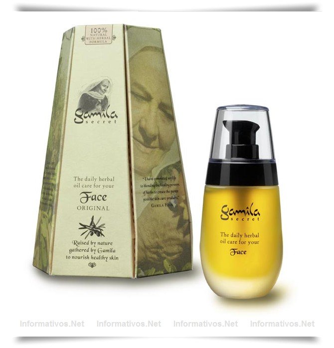Gamila un secreto de belleza de éxito internacional. Aceite para la cara