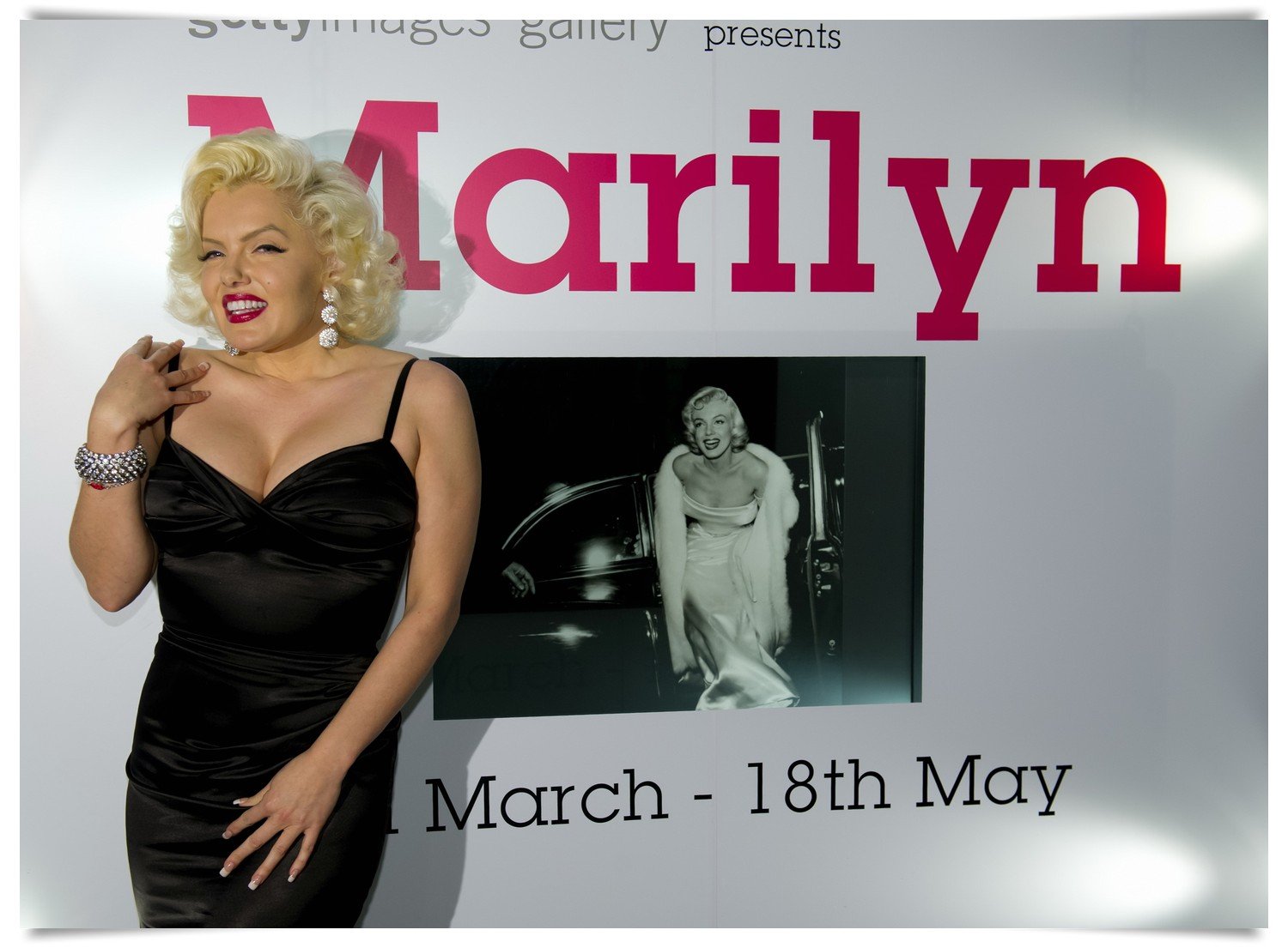 LONDON, ENGLAND - MARCH 08:  Marilyn lookalike Suzie Kennedy attends the Marilyn private view at the Getty Images Gallery on March 8, 2012 in London, England. (Photo by Ian Gavan/Getty Images)