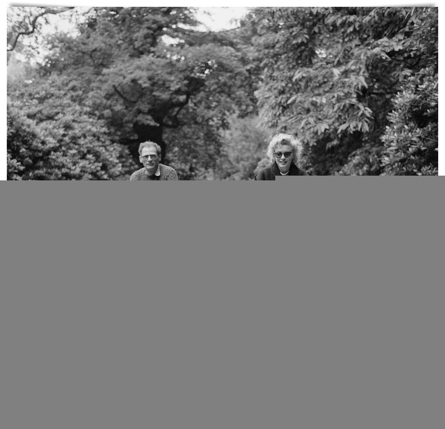 American actress Marilyn Monroe (1926 - 1962) out for a cycle ride with her third husband, American dramatist Arthur Miller (1915 - 1905), 13th August 1956. (Photo by Harold Clements/Daily Express/Hulton Archive/Getty Images)