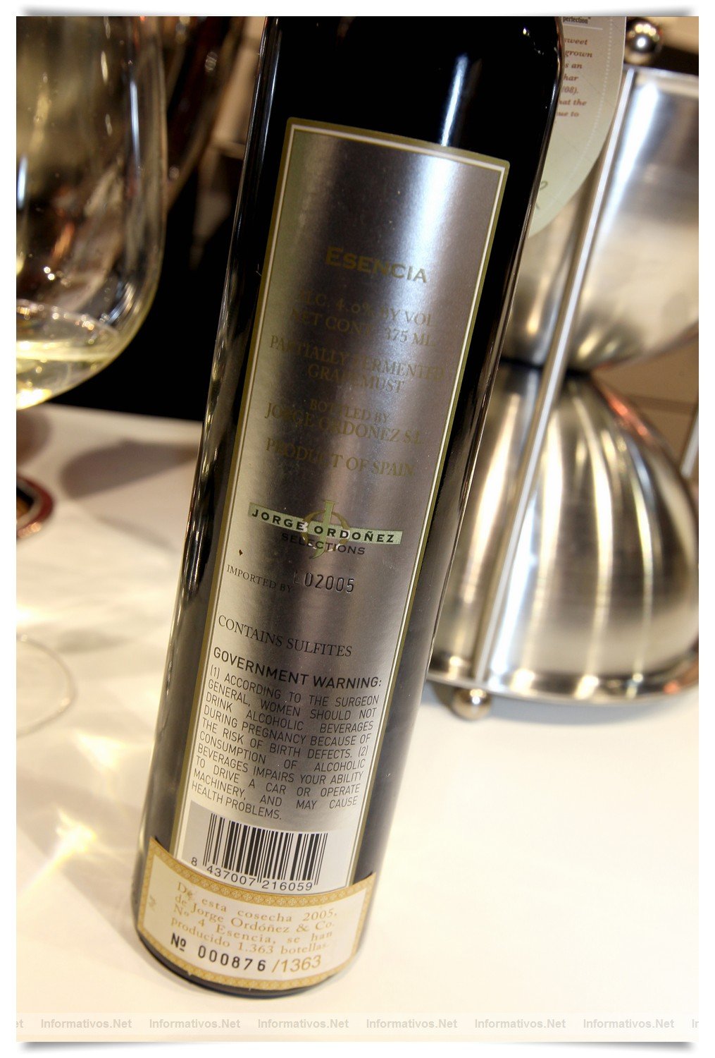 BCN27MAR012.- Espacio Alimentaria Premium: Grupo Jorge Ordóñez. Moscatel de Málaga Viñas Viejas Nº3 2006, catalogado como el mejor vino orgánico del mundo en la competición Decanter World Wine