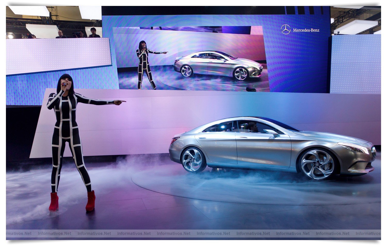 Mercedes-Benz at the Auto China 2012 in Beijing. The English singer-songwriter Jessie J. performing at the official world premiere of the Mercedes-Benz Concept Style Coupé