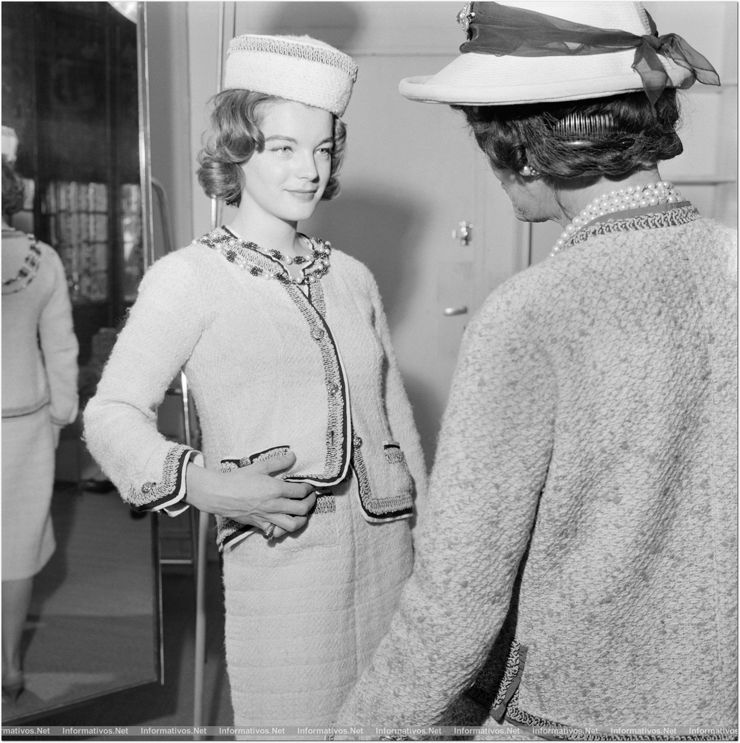 PARIS, FRANCE - Austrian born actress Romy Schneider with legendary French fashion designer Coco Chanel in 1960.