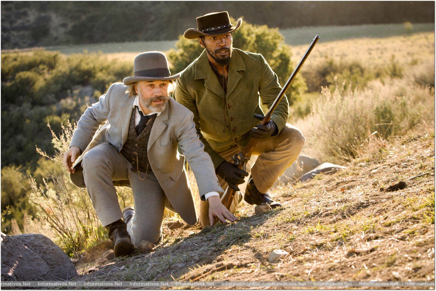 Christoph Waltz, left, and Jamie Foxx star in Columbia Pictures' "Django Unchained."