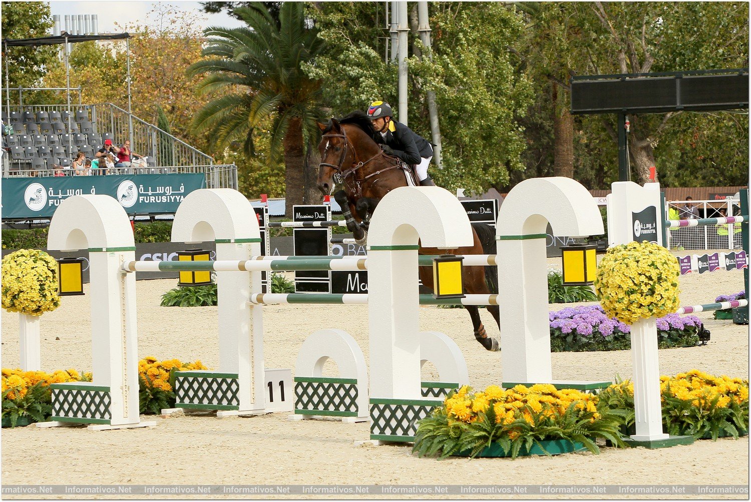 BCN28SEP013.- 102º edición del CSIO Barcelona. Final de consolación de la Furusiyya FEI Nations Cup™ Jumping Final. El colombiano Dayro Arroyave, montando a Eldorado van Het Vijverhof